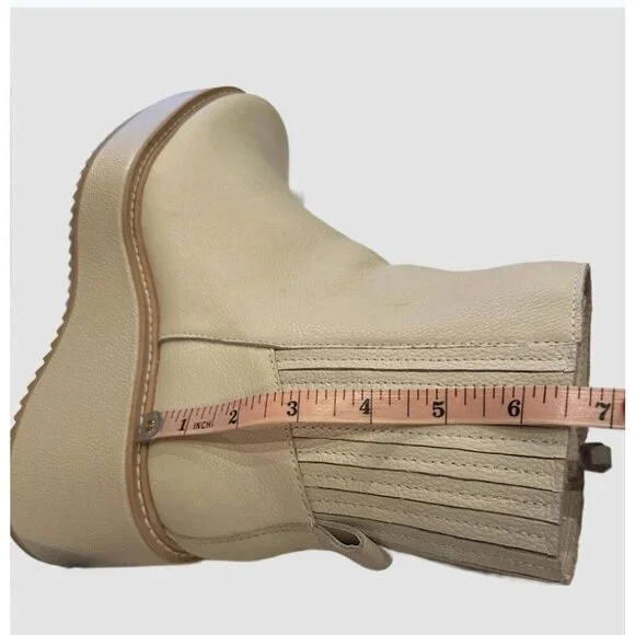 Dolce Vita Hilde Women’s Ankle Boots Ivory Leather Wedge Platform Size 9.5 NWOB - Picture 7 of 9